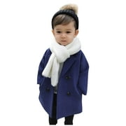 KTMKH Toddler Kids Baby Girls Boys Plaid Coat Elegant Notched Collar Double Jacket Wool Coat Trench Coat For 18-24 Months